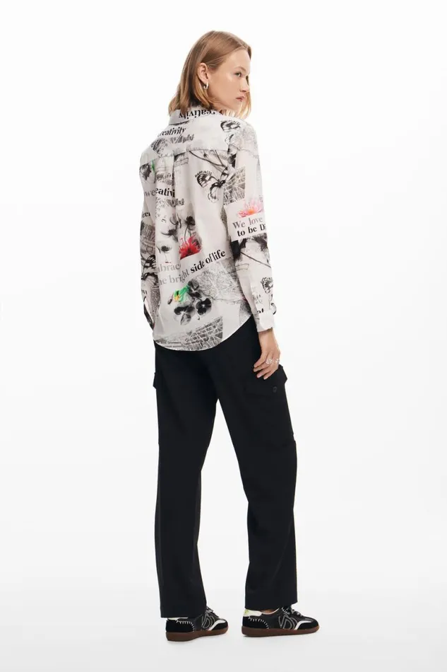 Women Shirts And Blouses Desigual Floral Text Shirt