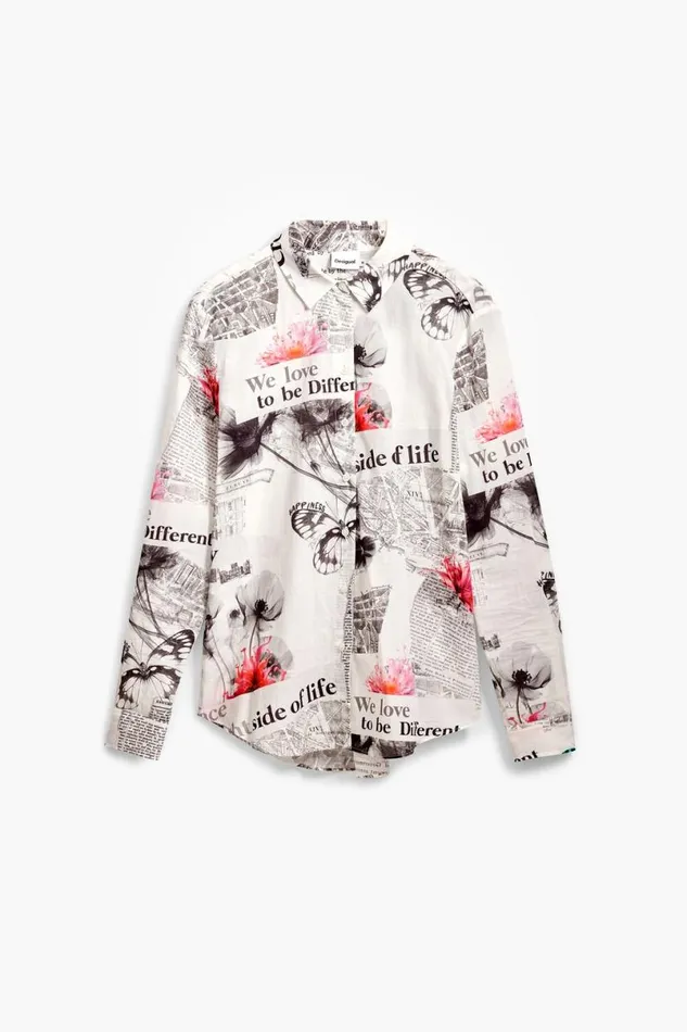 Women Shirts And Blouses Desigual Floral Text Shirt
