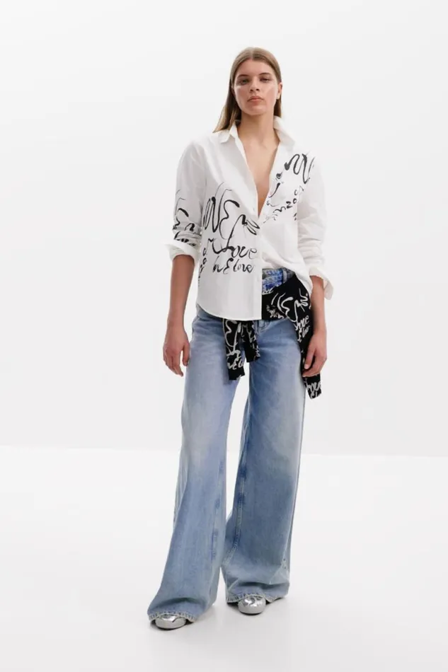 Women Shirts And Blouses Desigual Ink Letter Shirt
