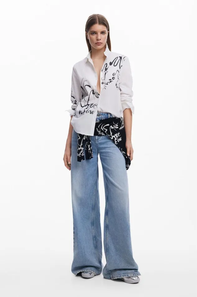 Women Shirts And Blouses Desigual Ink Letter Shirt