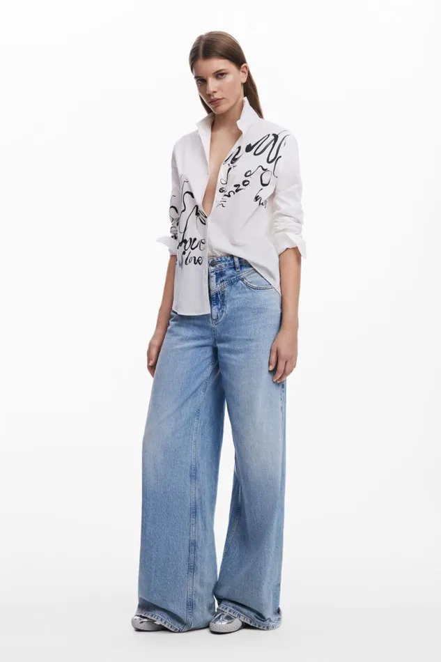 Women Shirts And Blouses Desigual Ink Letter Shirt