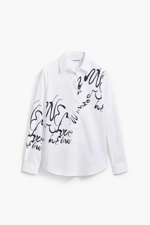 Women Shirts And Blouses Desigual Ink Letter Shirt