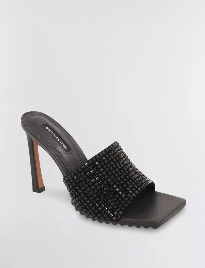 Women Shoes BCBG Porsha Slide Heel Black Sequins