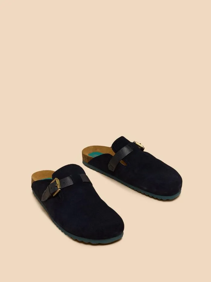 Women SHOES White Stuff Myrtle Suede Slip On Mule Dark Navy
