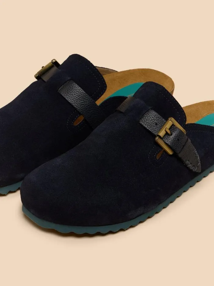 Women SHOES White Stuff Myrtle Suede Slip On Mule Dark Navy