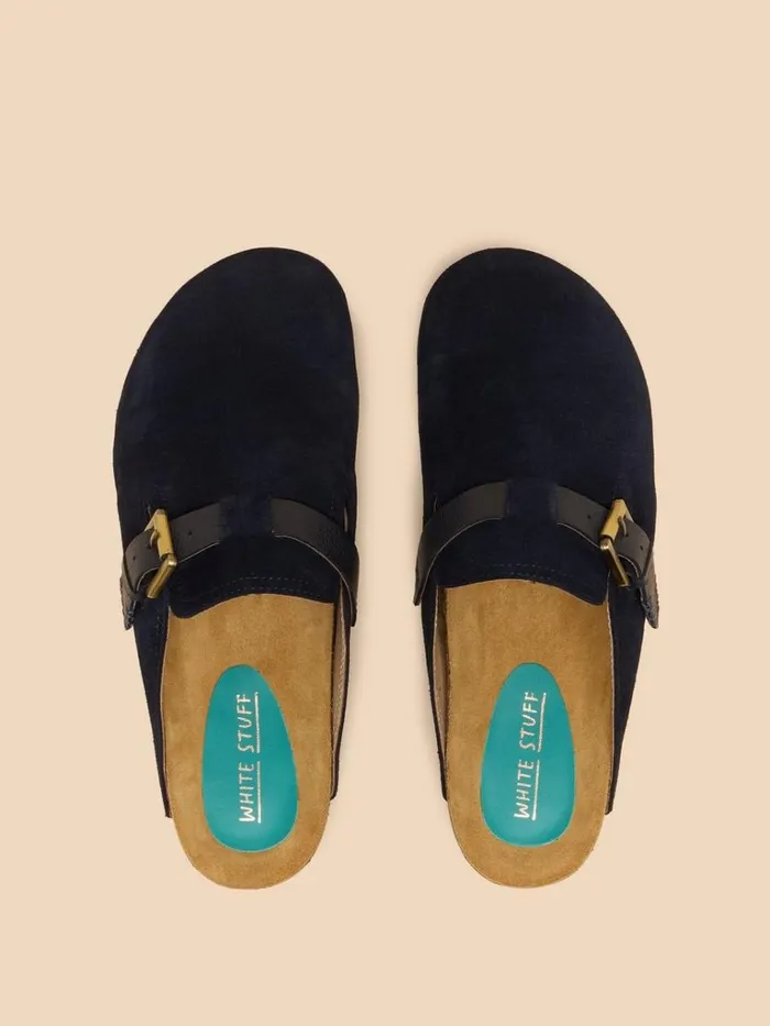 Women SHOES White Stuff Myrtle Suede Slip On Mule Dark Navy