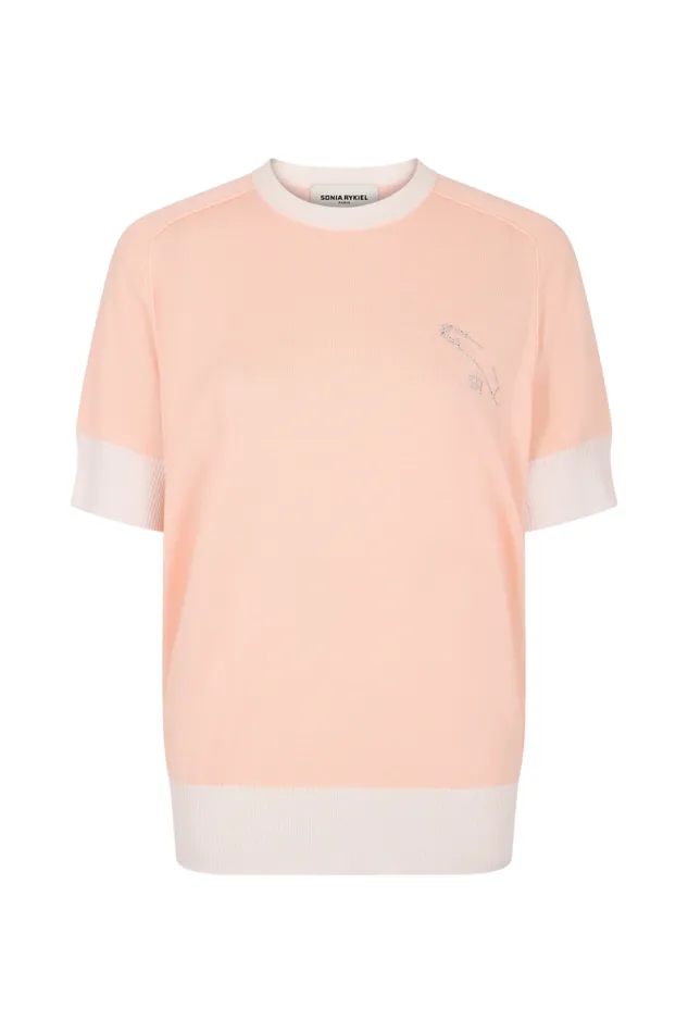 Women Shortsleeve Pin Sweater Peach Beige Sonia Rykiel Sweaters