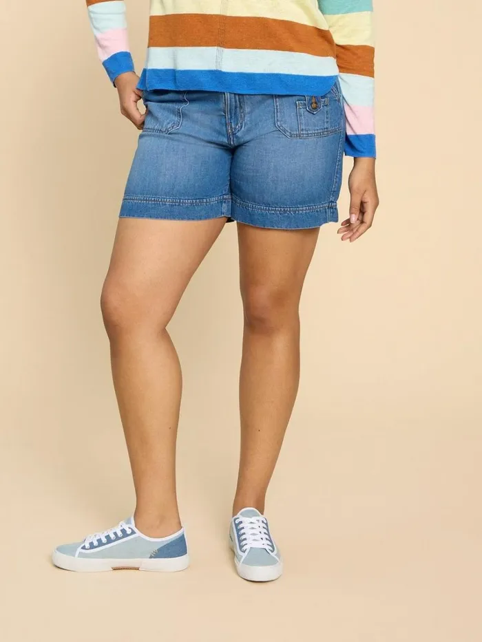 Women SHORTS White Stuff Mollie Combat Denim Shorts Mid Denim