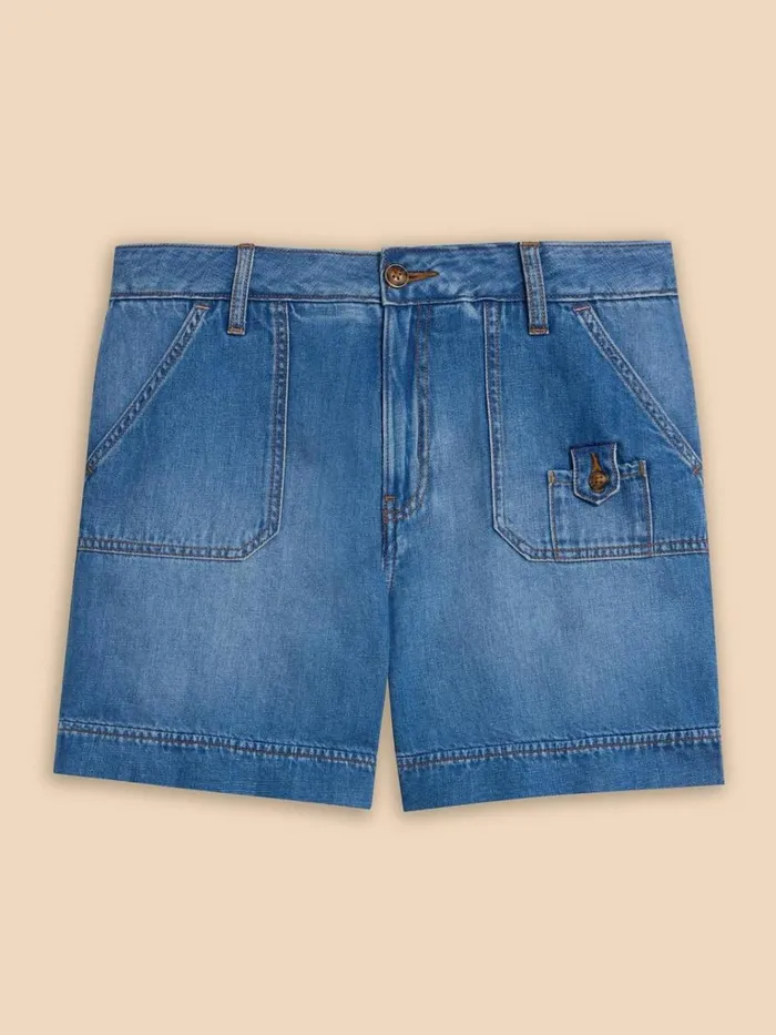 Women SHORTS White Stuff Mollie Combat Denim Shorts Mid Denim