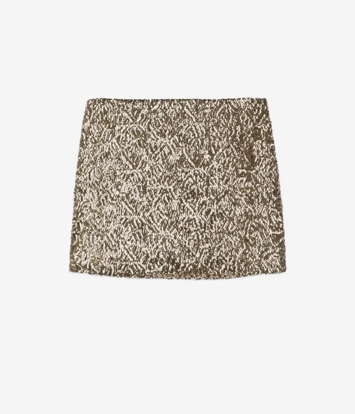 Women Skirts and Shorts THE KOOPLES Short Golden Sequined Skirt Women Skirts and Shorts THE KOOPLES Short Golden Sequined Skirt