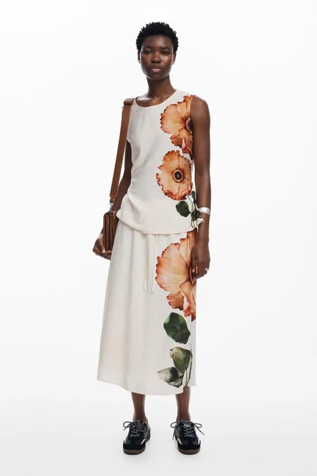 Women Skirts Desigual Floral Midi Skirt