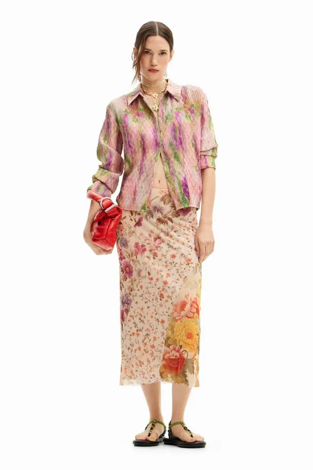 Women Skirts Desigual Floral Patchwork Midi Skirt