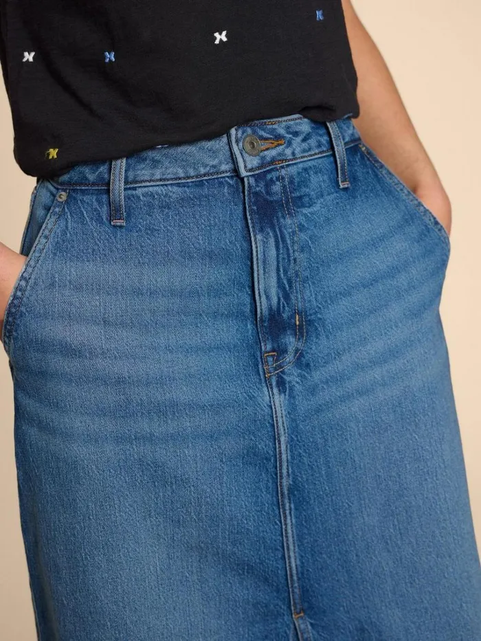Women SKIRTS White Stuff Allie Denim Midi Skirt Light Denim Women SKIRTS White Stuff Allie Denim Midi Skirt Light Denim