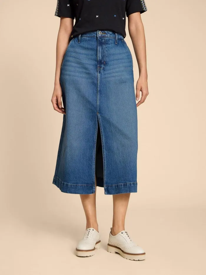 Women SKIRTS White Stuff Allie Denim Midi Skirt Light Denim Women SKIRTS White Stuff Allie Denim Midi Skirt Light Denim