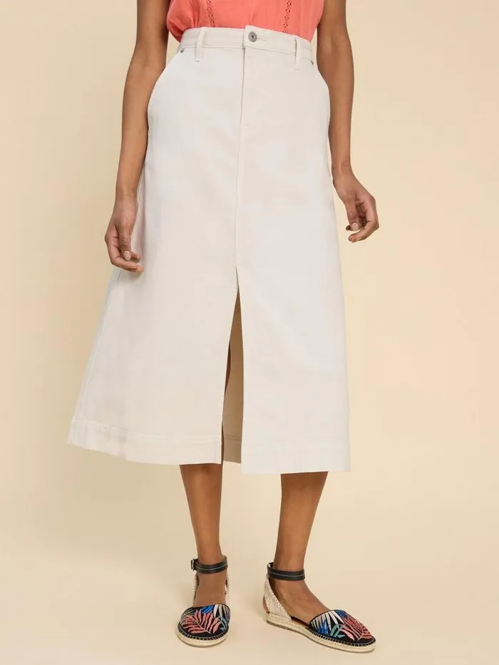 Women SKIRTS White Stuff Allie Denim Midi Skirt Light Natural
