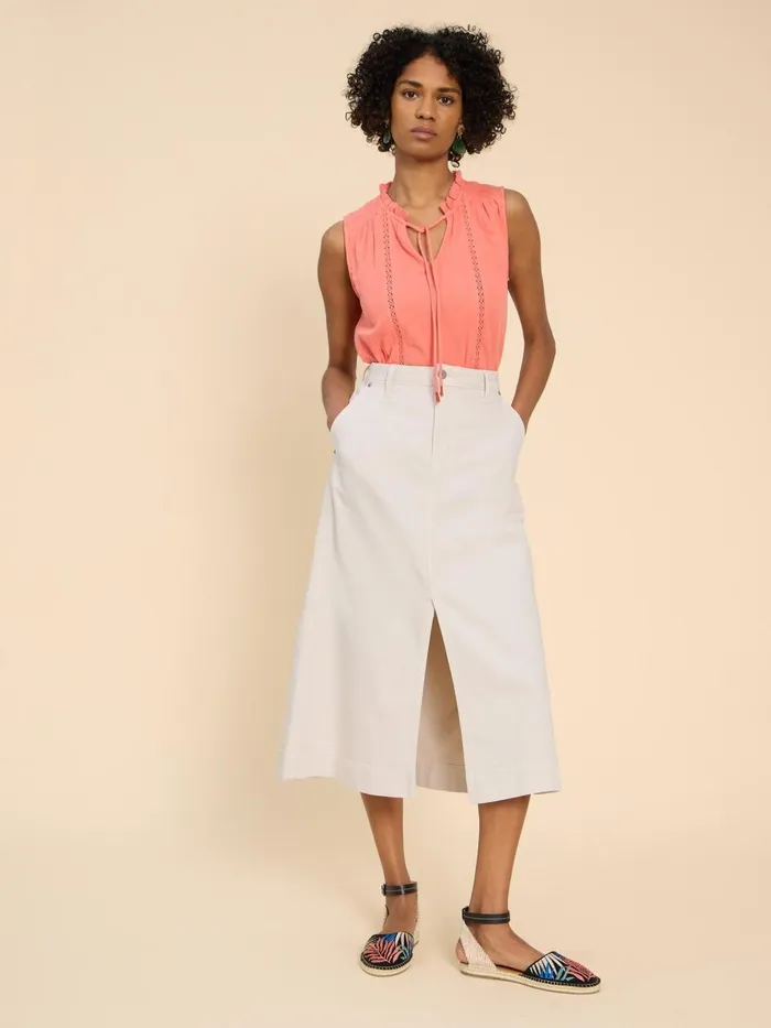 Women SKIRTS White Stuff Allie Denim Midi Skirt Light Natural Women SKIRTS White Stuff Allie Denim Midi Skirt Light Natural