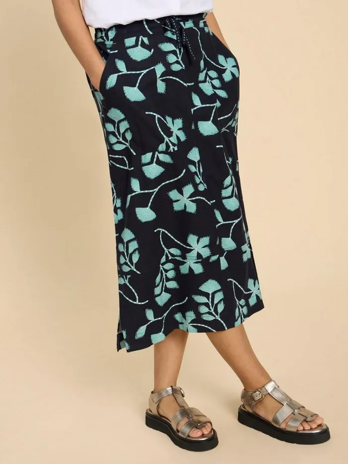 Women SKIRTS White Stuff Elle Linen Blend Skirt Black Print Women SKIRTS White Stuff Elle Linen Blend Skirt Black Print