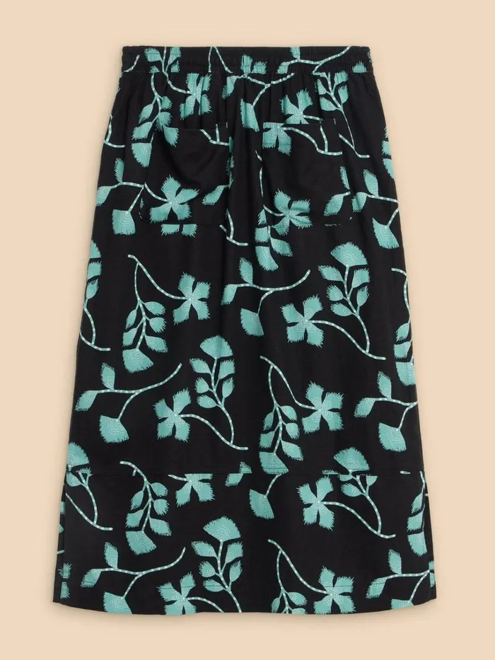 Women SKIRTS White Stuff Elle Linen Blend Skirt Black Print Women SKIRTS White Stuff Elle Linen Blend Skirt Black Print