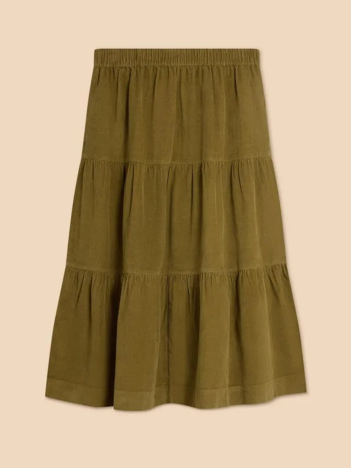 Women SKIRTS White Stuff Jade Tiered Cord Skirt Mid Chartreuse Women SKIRTS White Stuff Jade Tiered Cord Skirt Mid Chartreuse