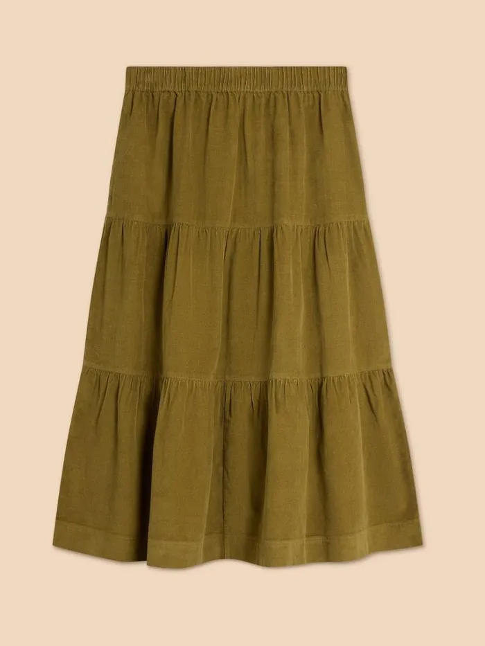 Women SKIRTS White Stuff Jade Tiered Cord Skirt Mid Chartreuse Women SKIRTS White Stuff Jade Tiered Cord Skirt Mid Chartreuse