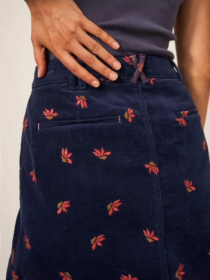 Women SKIRTS White Stuff Melody Embroidered Cord Skirt Navy Multi