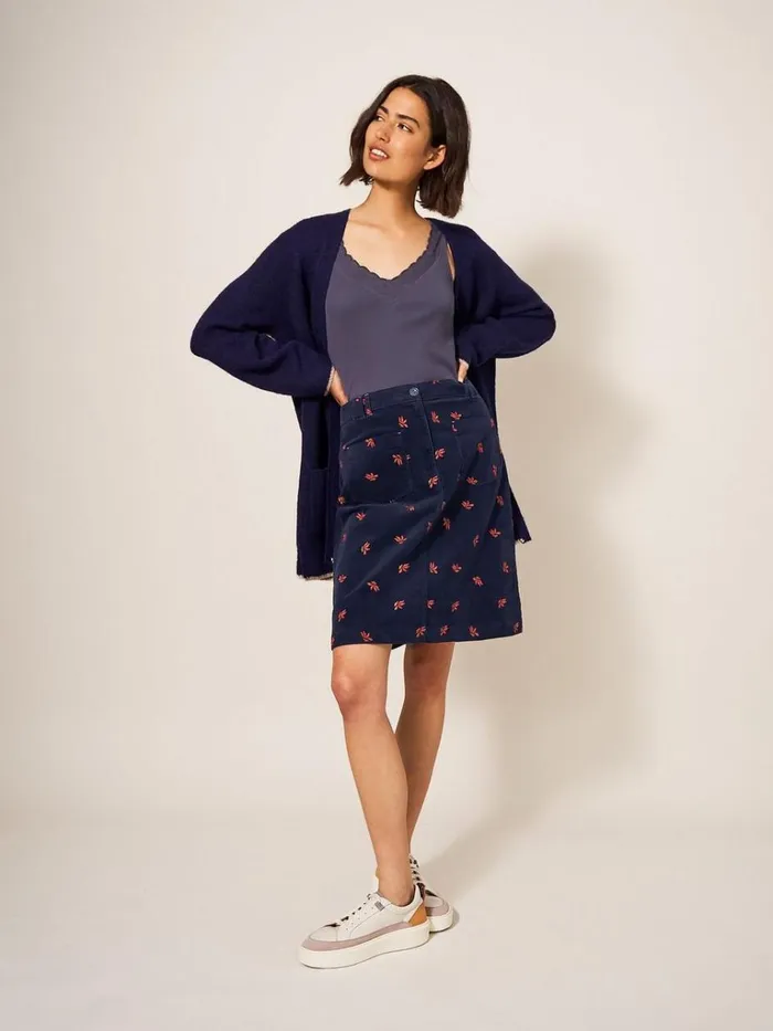 Women SKIRTS White Stuff Melody Embroidered Cord Skirt Navy Multi Women SKIRTS White Stuff Melody Embroidered Cord Skirt Navy Multi