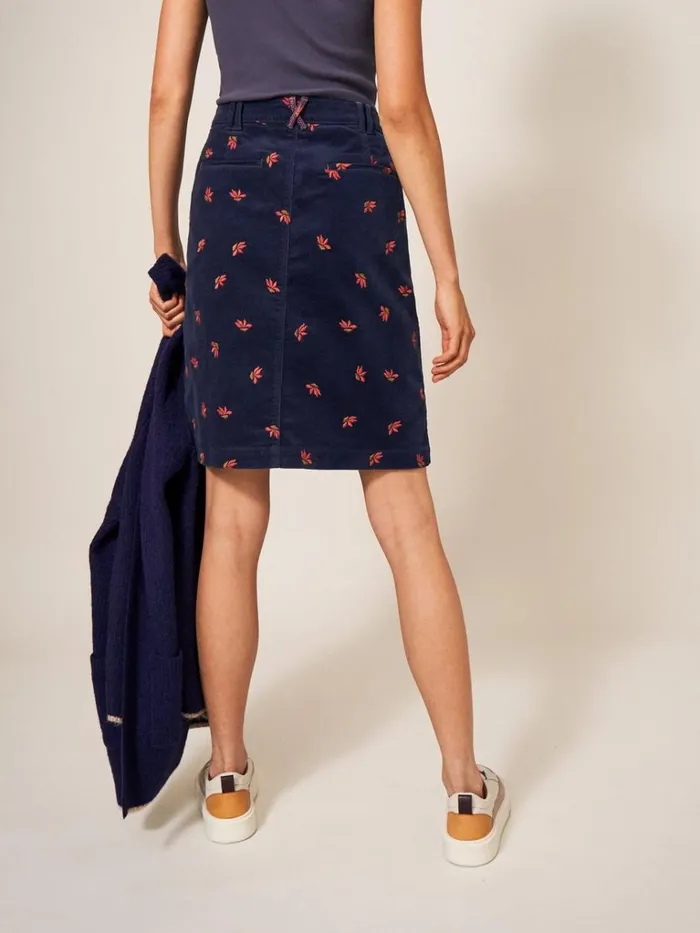 Women SKIRTS White Stuff Melody Embroidered Cord Skirt Navy Multi Women SKIRTS White Stuff Melody Embroidered Cord Skirt Navy Multi
