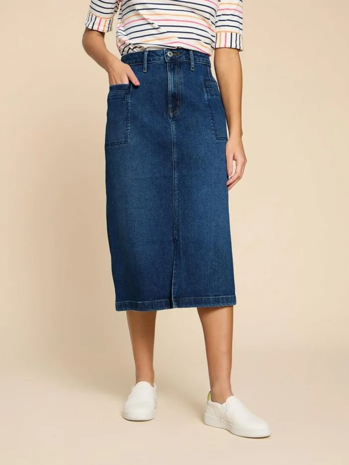 Women SKIRTS White Stuff Penny Denim Midi Skirt Mid Denim