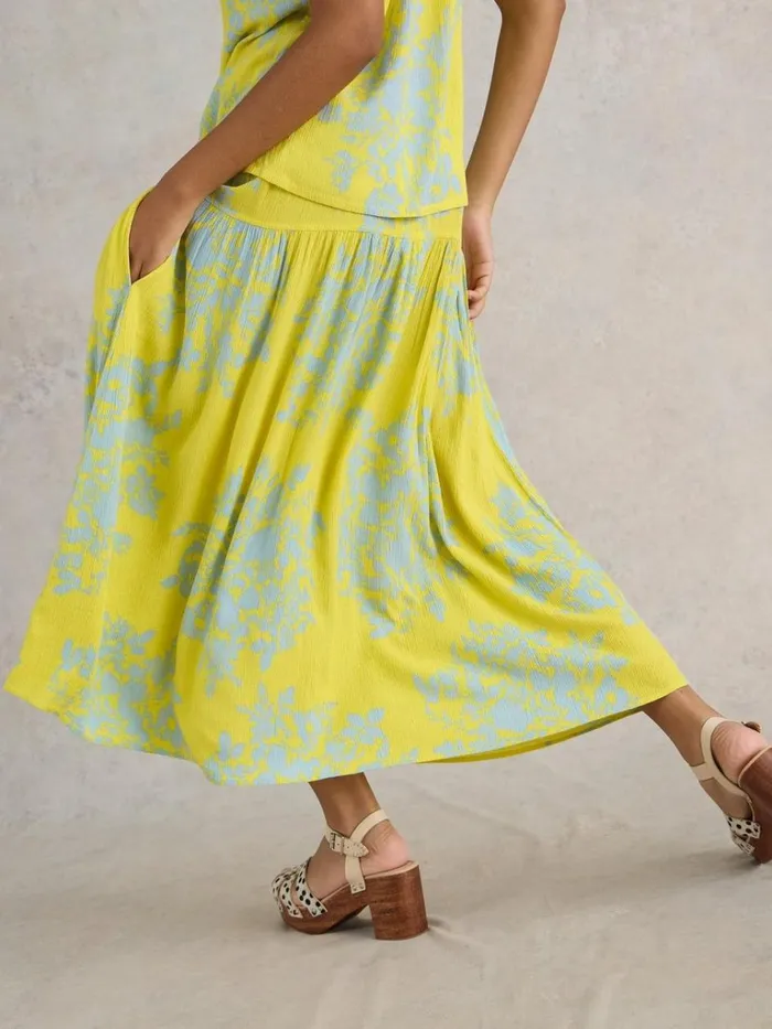 Women SKIRTS White Stuff Seema Eco Vero Midi Skirt Yellow Print