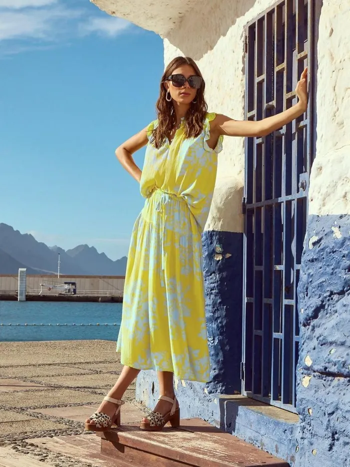 Women SKIRTS White Stuff Seema Eco Vero Midi Skirt Yellow Print