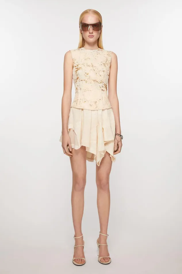 Women Sleeveless Dress Print Ecru Beige Acne Studios Dresses