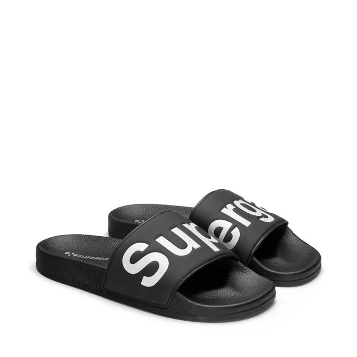 Women Slippers Unisex 1908 SLIDES POLYSOFT SLIDE BLACKWHITE Superga Slippers