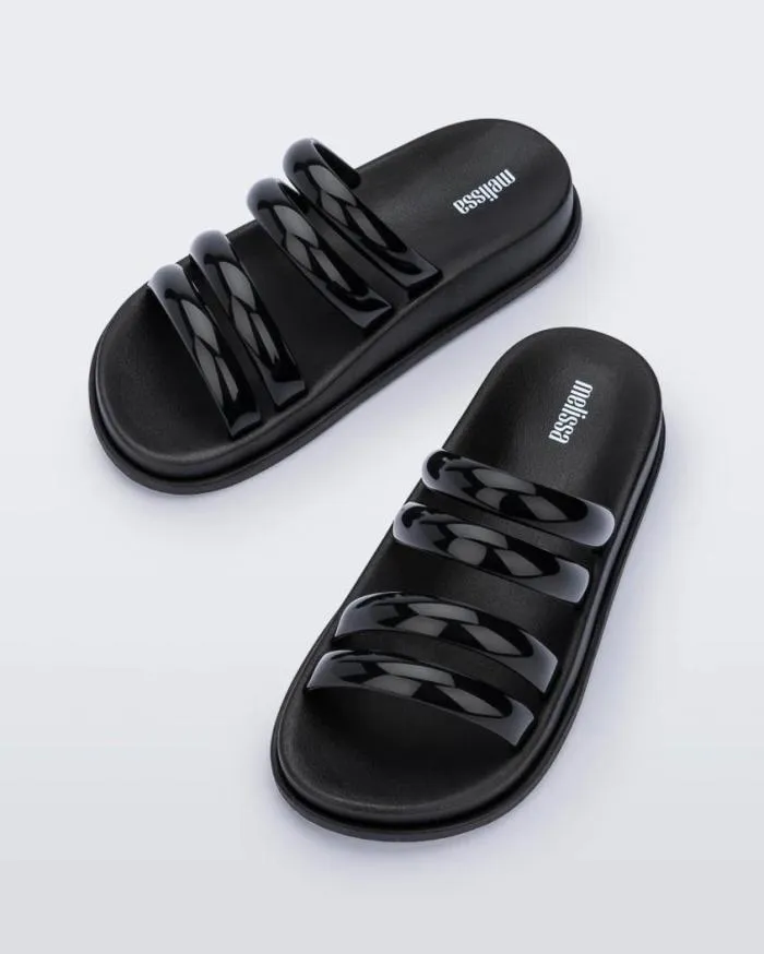 Women Soft Wave Slide Black Melissa Slides