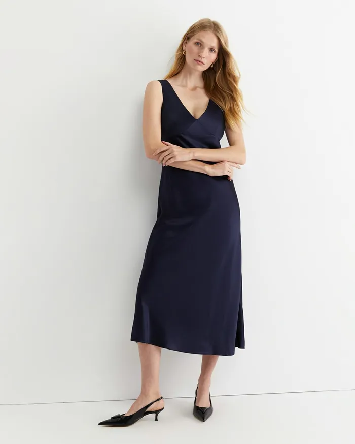Women Sportscraft Dresses Harlow Sateen Slip Dress Navy