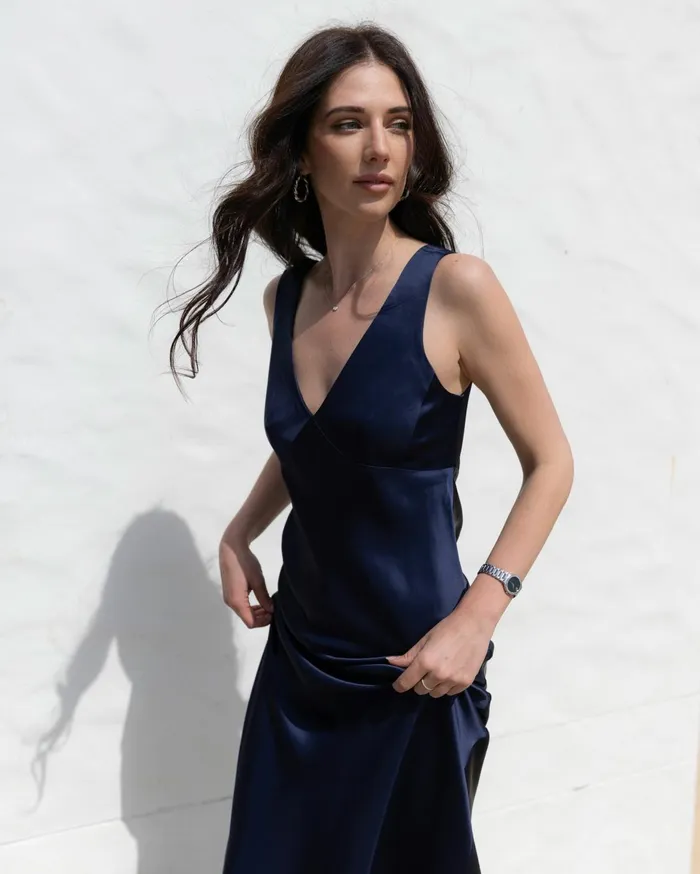 Women Sportscraft Dresses Harlow Sateen Slip Dress Navy