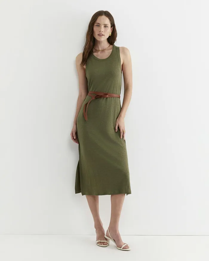 Women Sportscraft Dresses Tonia Linen Tank Midi Dress Khaki
