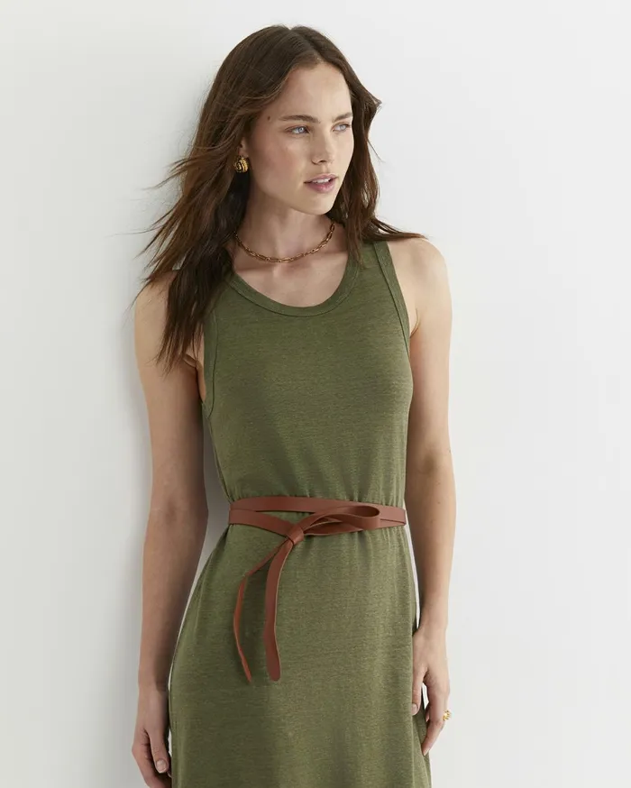 Women Sportscraft Dresses Tonia Linen Tank Midi Dress Khaki