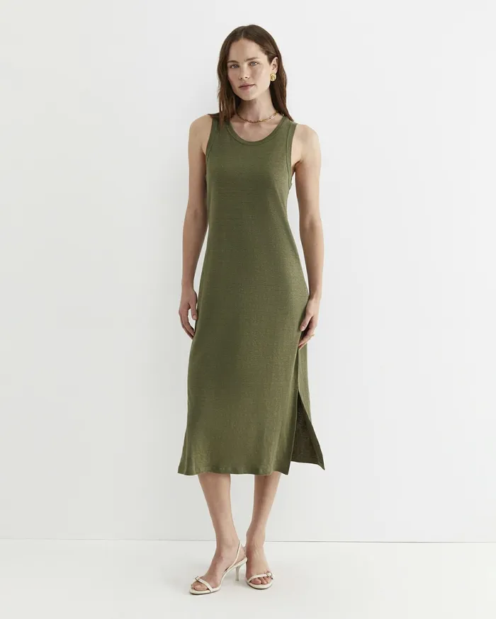 Women Sportscraft Dresses Tonia Linen Tank Midi Dress Khaki