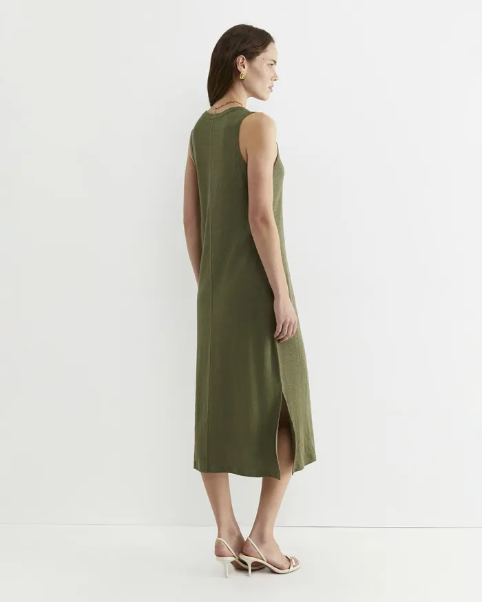 Women Sportscraft Dresses Tonia Linen Tank Midi Dress Khaki