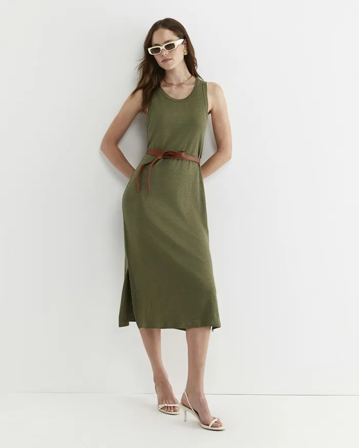 Women Sportscraft Dresses Tonia Linen Tank Midi Dress Khaki