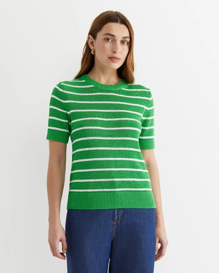 Women Sportscraft Knits and Cardigans Josie Tape Yarn Crew Knit Green Multi