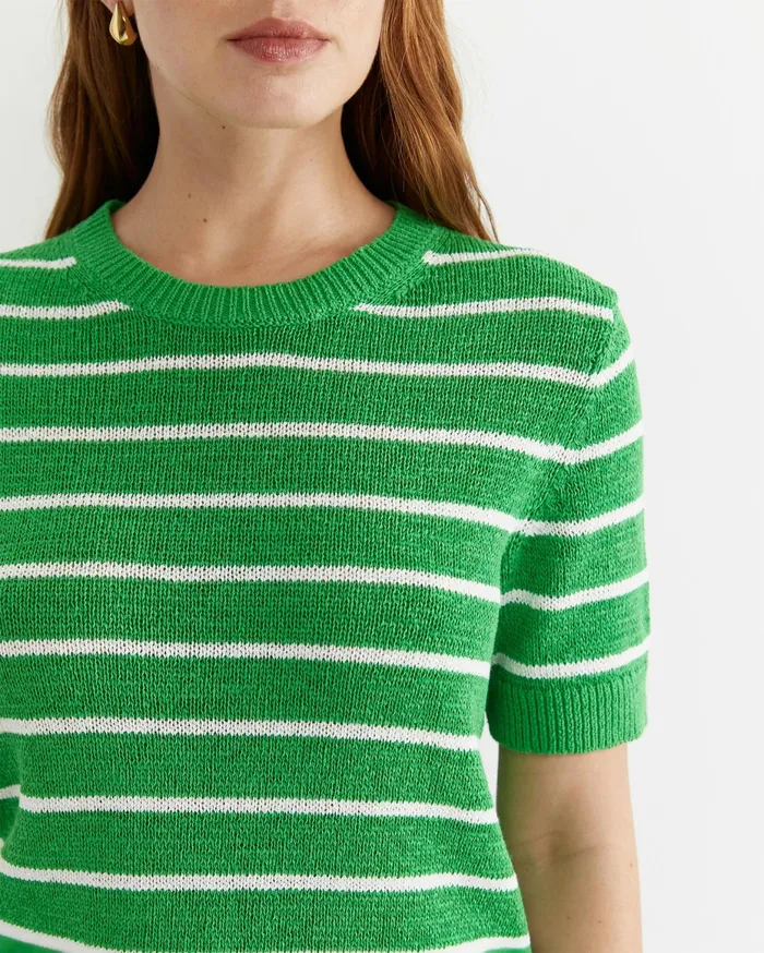 Women Sportscraft Knits and Cardigans Josie Tape Yarn Crew Knit Green Multi