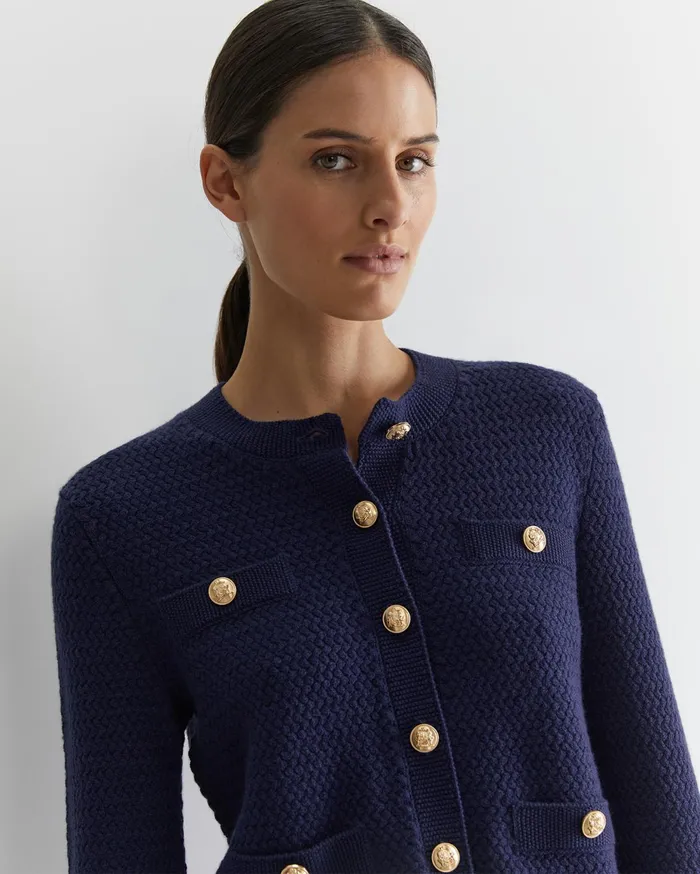 Women Sportscraft Knits and Cardigans Joyce Merino Wool Cardigan Navy