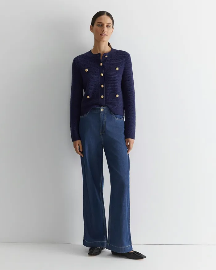 Women Sportscraft Knits and Cardigans Joyce Merino Wool Cardigan Navy