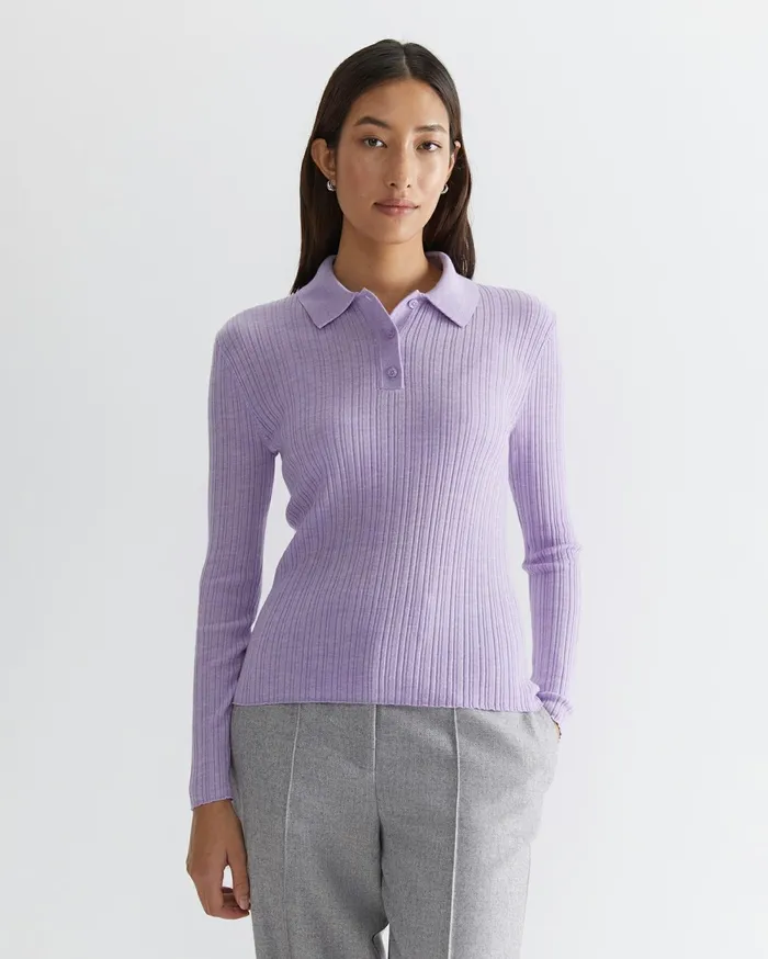 Women Sportscraft Knits and Cardigans Wool Silk Polo Lavender