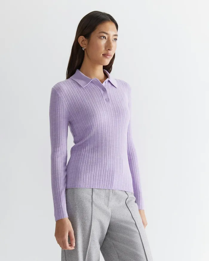Women Sportscraft Knits and Cardigans Wool Silk Polo Lavender