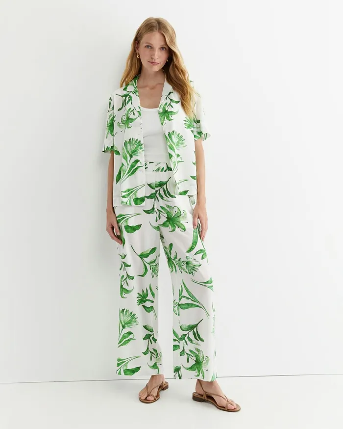 Women Sportscraft Pants Botanical Silk Wide Leg Pant Green Multi