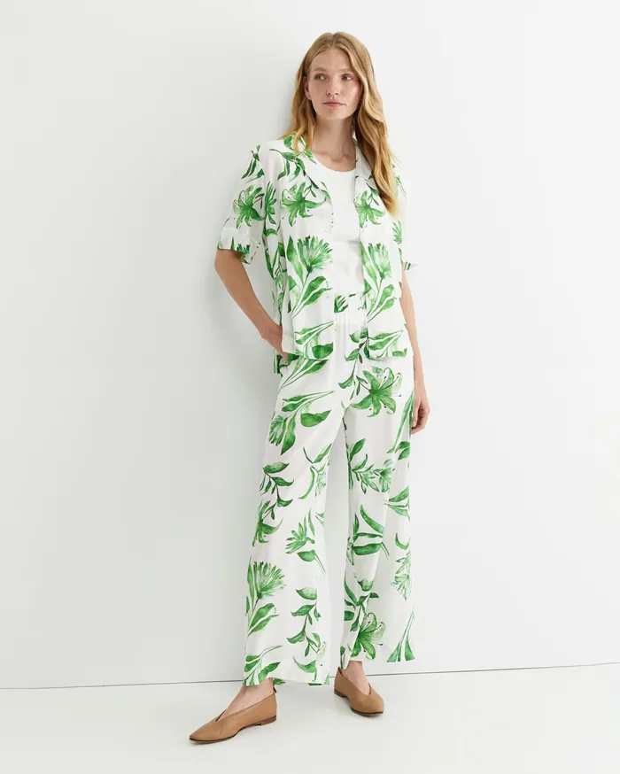 Women Sportscraft Pants Botanical Silk Wide Leg Pant Green Multi