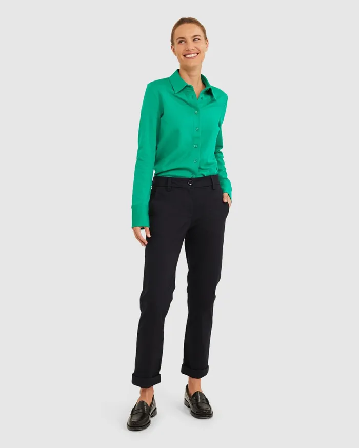 Women Sportscraft Pants Laura Relaxed Chino Classic Navy