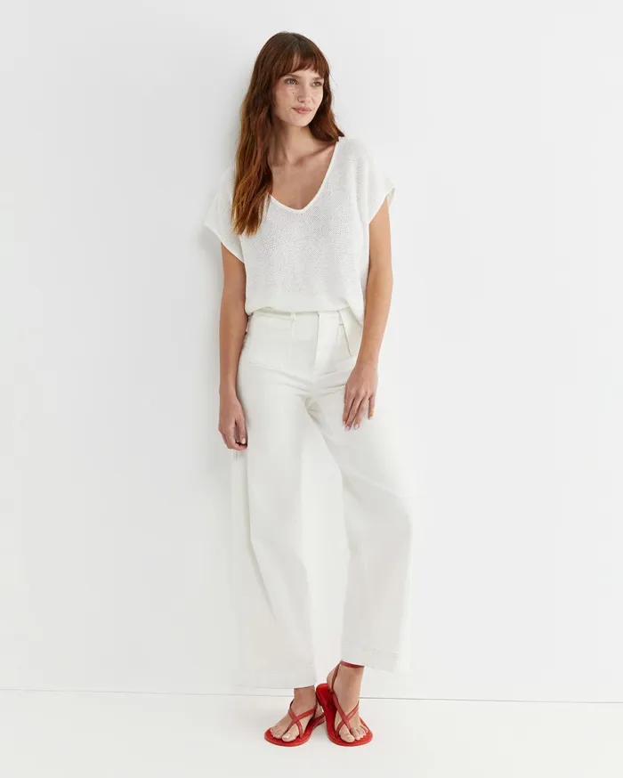 Women Sportscraft Pants Nili Wide Leg Jean Ivory